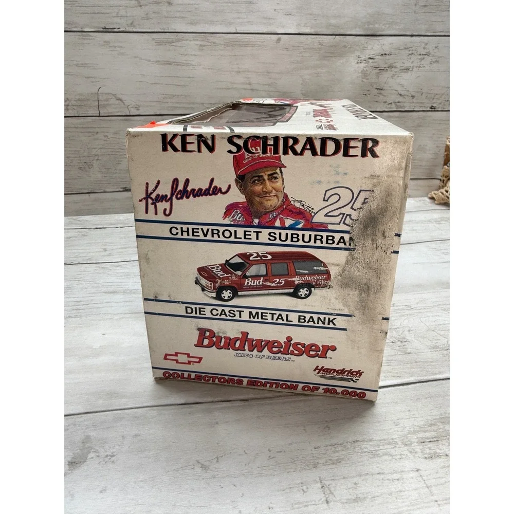 Ken Schrader 25 Budweiser Chevrolet Suburban Die Cast Metal Bank 1:25 Scale